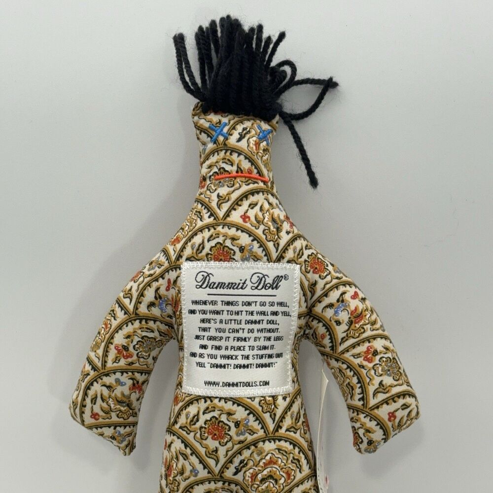 Dammit Doll Stress Relief Gag Gift Plush Paisley Floral Pattern New With Tags - Picture 2 of 11